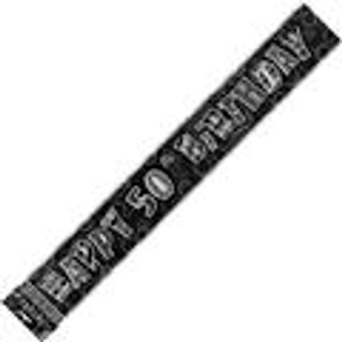 90136 GLITZ BLACK FOIL BANNER 50TH BIRTHDAY