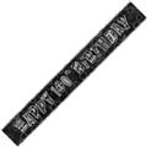 90986 GLITZ BLACK FOIL BANNER 100TH BIRTHDAY