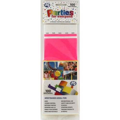 WRISTBANDS 217108 HOT PINK TYVEK PACK 100