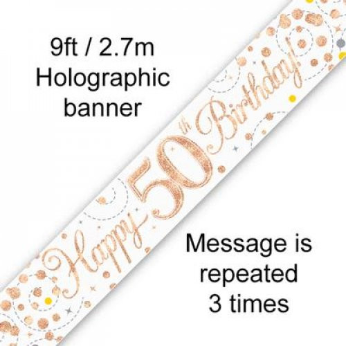 SPARKLING FIZZ  ROSE GOLD  FOIL BANNER 60TH BIRTHDAY