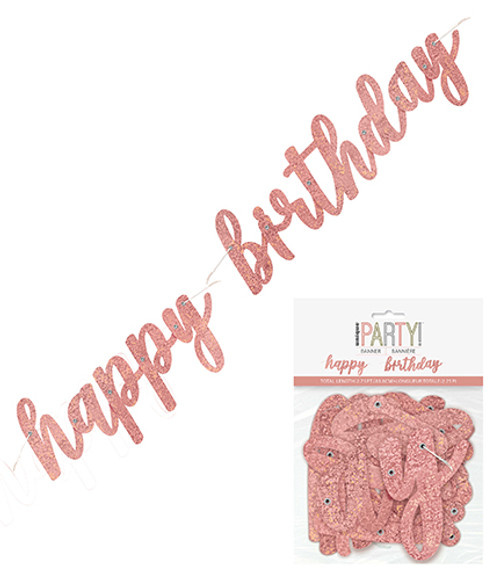 ROSE GOLD  FOIL SCRIPT BANNER  HAPPY BIRTHDAY Code 84833