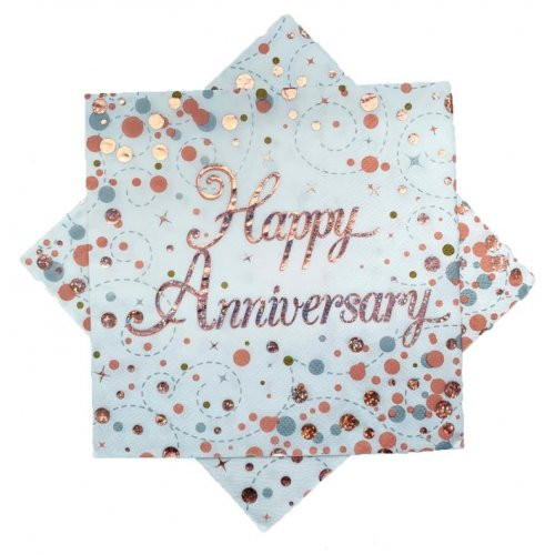 SPARKLING FIZZ ROSE GOLD HAPPY ANNIVERSARY NAPKINS PACK 16  Code 635746