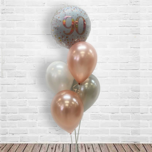 FOIL  (STANDARD) WITH FOUR LATEX BALLOONS
RIBBON WEIGHTS LONGLASTING HI FLOAT INCL