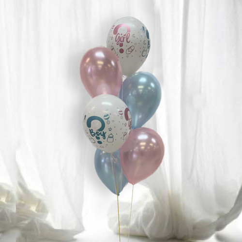 GENDER REVEAL 6 BALLOON BOUQUET baby shower beauty