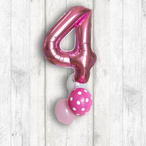 BALLOOND large number Foil Bouquet with a printed balloon and 2 plain incl long last hi float