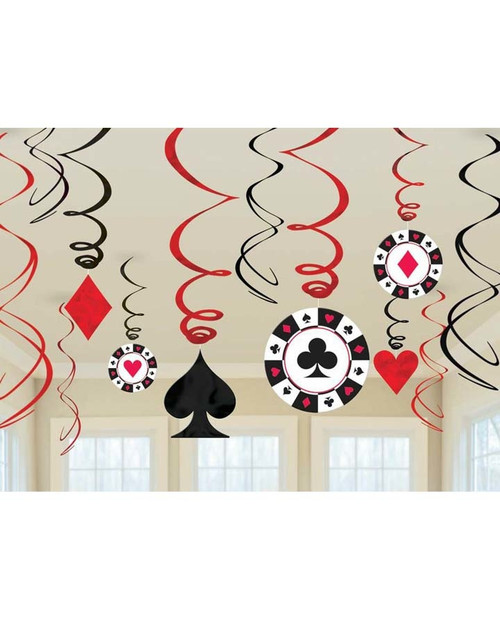AM671227 SWIRL DECORATIONS CASINO PLACE YOUR BETS 6PK