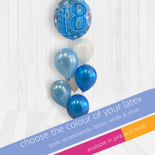 Foil  of your choice 18 inch  with 6 balloons incl hi float to last weight ribbon