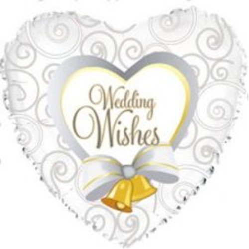 211107 WEDDING WISHES BELLS FOIL BALLOON 45cm uninflated