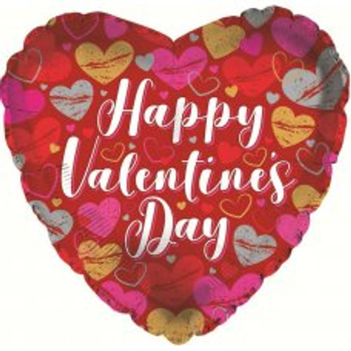 211123 HAPPY VALENTINES HEARTS FOIL BALLOON 45cm uninflated
