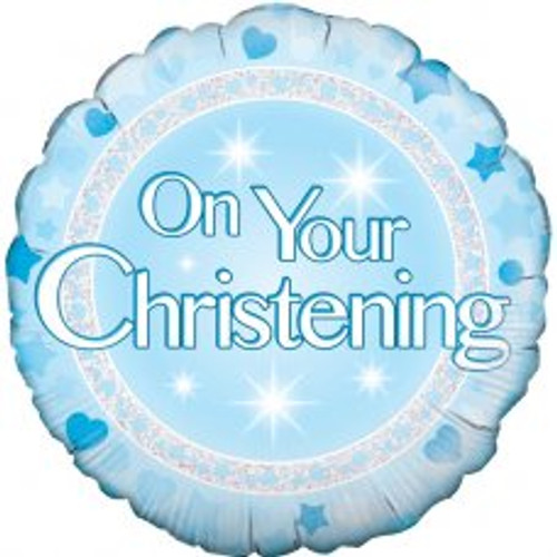 210706 ON YOUR CHRISTENING BLUE 45CM FOIL BALLOON