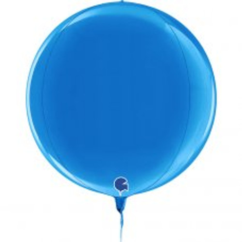 G74100B GLOBE 4D BLUE 15INCH/38CM FOIL BALLOON. INC HELIUM & RIBBON