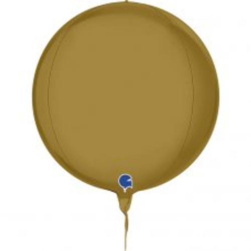 G74111SOOG GLOBE 4D SATIN GOLD 11'INCH/38CM FOIL BALLOON. INC HELIUM & RIBBON