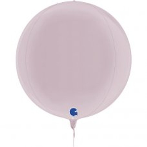 G74122PP GLOBE 4D PASTEL PINK 15INCH/38CM FOIL BALLOON. INC HELIUM & RIBBON