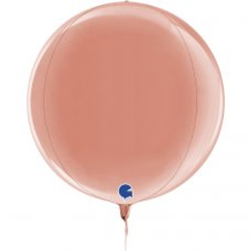 GLOBE 4D ROSE GOLD 15INCH/38CM  FOIL BALLOON. INC HELIUM & RIBBON