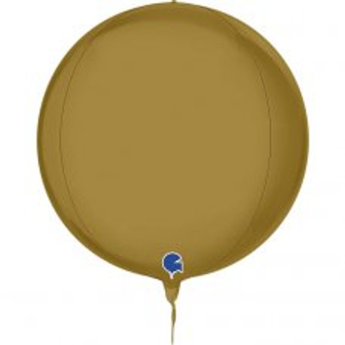 G741S00G GLOBE 4D SATIN GOLD 15INCH/38CM FOIL BALLOON. INC HELIUM & RIBBON