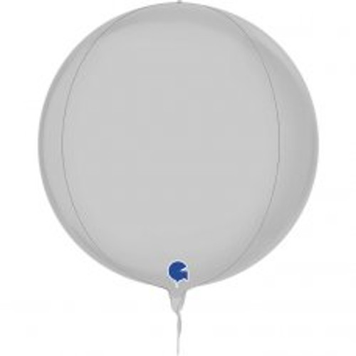G741S01WH GLOBE 4D SATIN WHITE 15INCH/38CM FOIL BALLOON. INC HELIUM & RIBBON