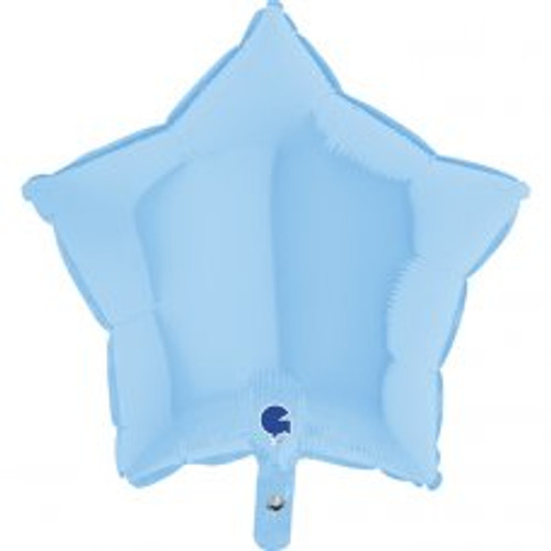 G192M00B STAR MATTE BLUE 45CM/18 INCH FOIL BALLOON. INC HELIUM & RIBBON