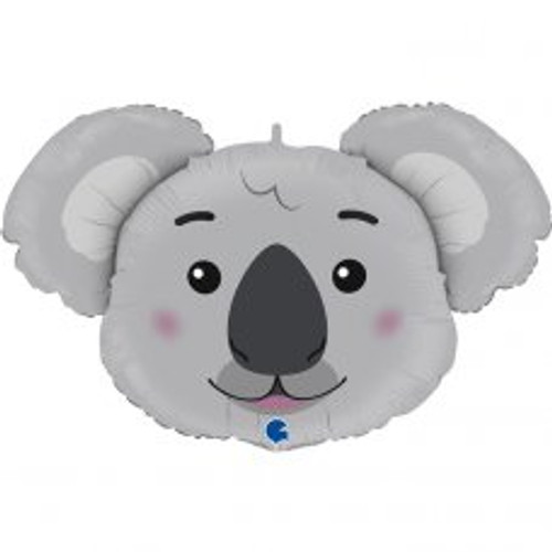 G72009 37 INCH KOALA HEAD FOIL BALLOON. INC HELIUM & RIBBON