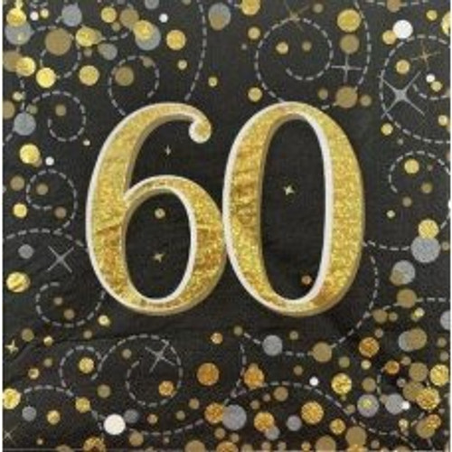 SPARKLING FIZZ BLACK GOLD 60 NAPKINS PACK 16