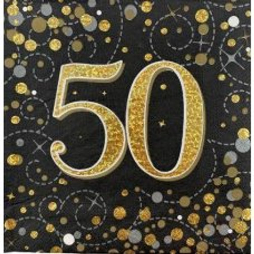 SPARKLING FIZZ BLACK GOLD 50 NAPKINS PACK 16