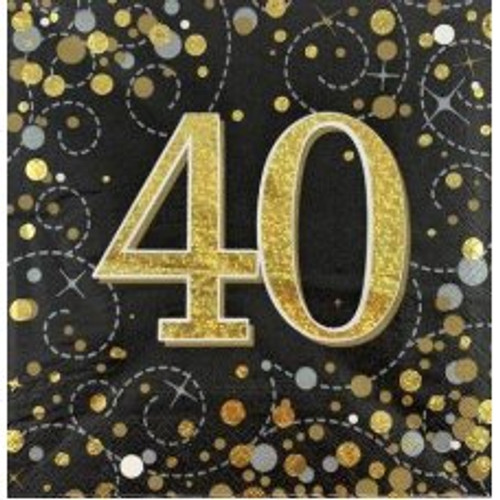 SPARKLING FIZZ BLACK GOLD 40 NAPKINS PACK 16