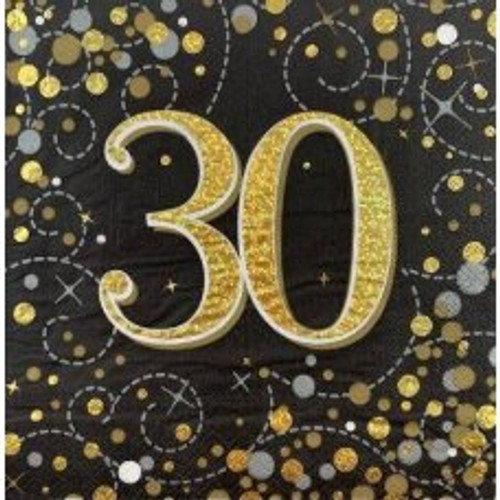 SPARKLING FIZZ BLACK GOLD 30 NAPKINS PACK 16