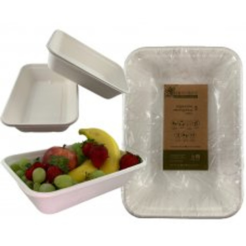 ECO SUGARCANE SERVING TRAY WHITE 1100ML PACK 10