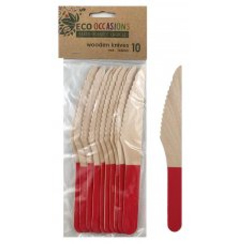 ECO WOODEN CUTLERY RED KNIVES P10