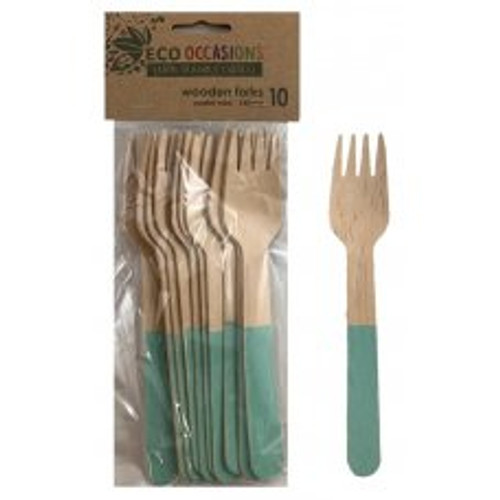 ECO WOODEN CUTLERY MINT  FORKS P10
