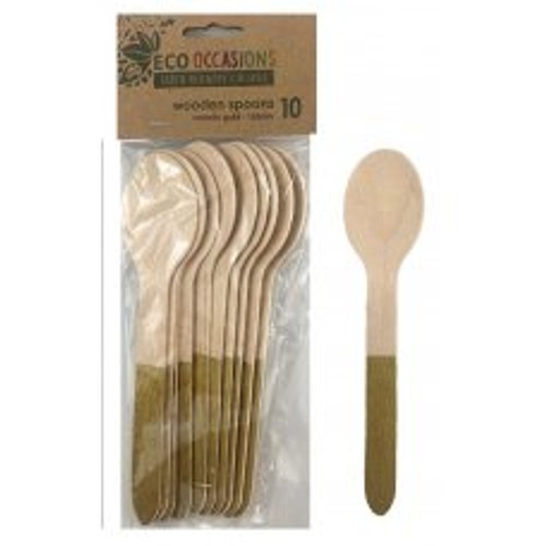 ECO WOODEN CUTLERY GOLD SPOONS P10