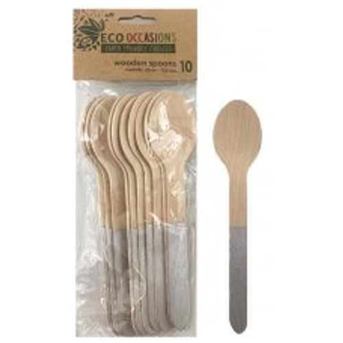 ECO WOODEN CUTLERY SILVER SPOONS P10