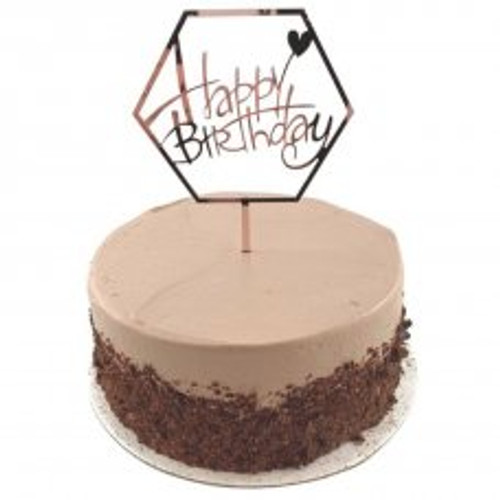 443021 CAKE TOPPER ACRYLIC HAPPY BIRTHDAY HEX ROSE GOLD