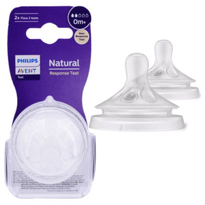 Avent 2 Disposable Silicone Teats First Flow Natural 0M+