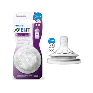 Avent 2 Disposable Silicone Teats Variable Natural 3M+