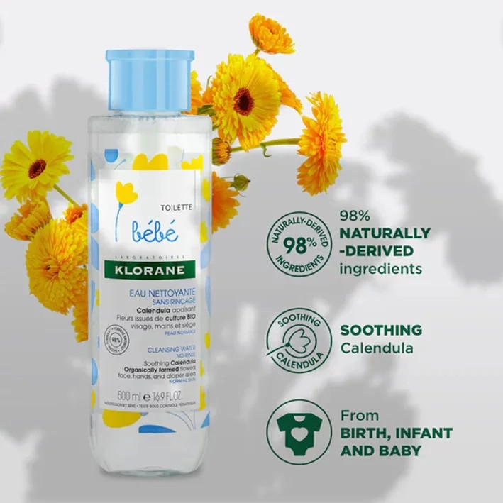 Klorane Baby Cleansing Water with Organic Calendula – 500ml