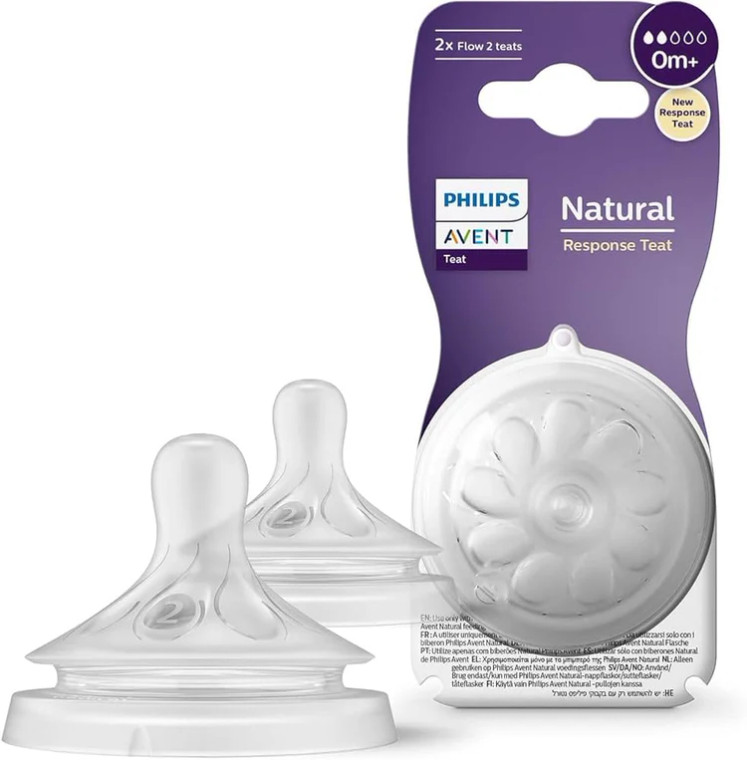 Avent 2 Disposable Silicone Teats Newborn Natural 0M+