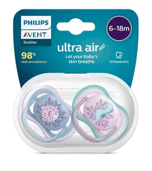 Avent 6-18 Ultra Air Soother Blue /pink