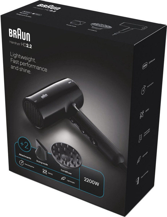 Braun Ion Black Lightweight Hair Dryer HD2.2