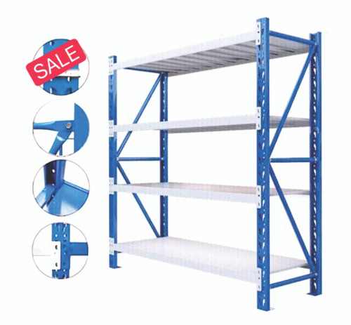 1.5m x 0.6m x 1.5m Heavy Duty Shelving - Blue & Grey