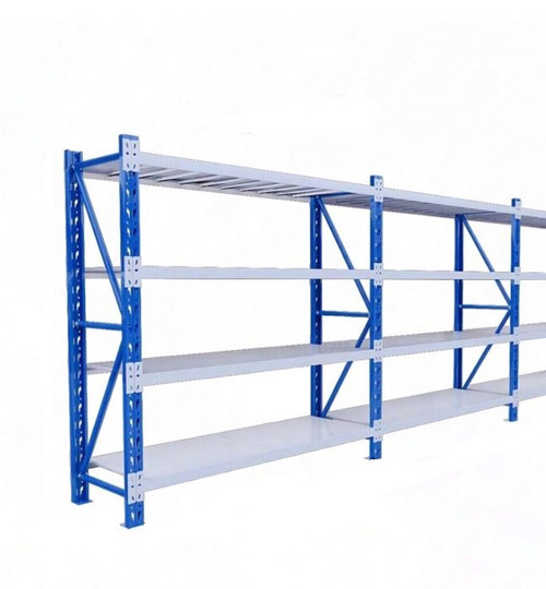 10m x 0.6m x 2m Heavy Duty Shelving - Blue & Grey