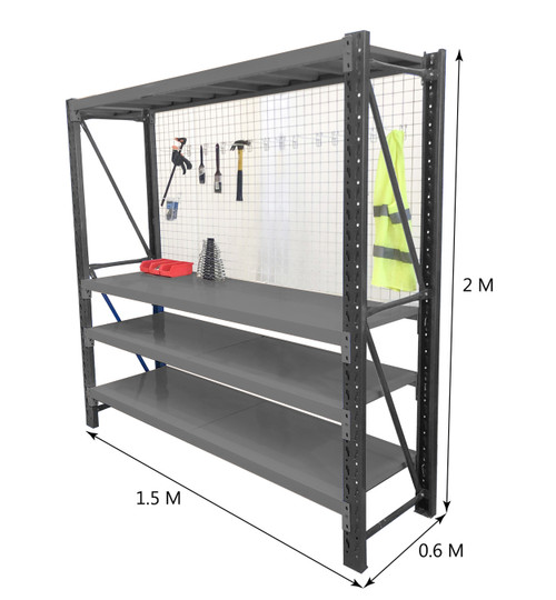 1.5m workbench shelving Charcoal set with 1.5m mash net