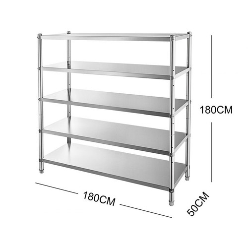180cm x 180cm Stainless Steel Metal 5 Tier Shelf Kitchen Bar Freezer Storage