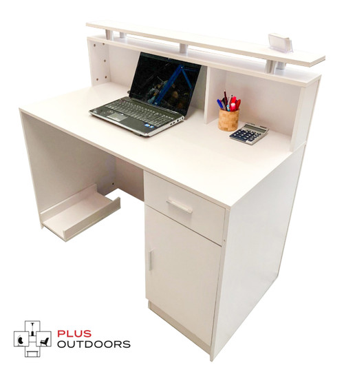 White Reception Desk Counter 1.5m