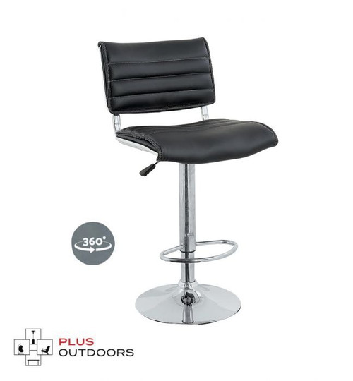 Swivel Bar Stools Kitchen Leather Gas Lift Chairs Black - H-3005