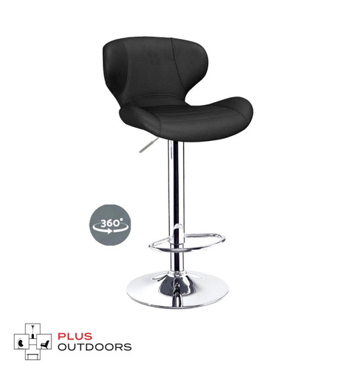 Swivel Bar Stools Kitchen Leather Gas Lift Chairs Black - H-324A