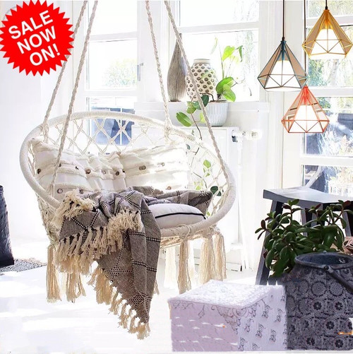 Hanging Hammock Chair Outdoor/Indoor -Cream (Chair Only)