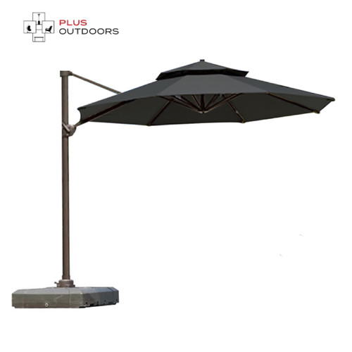 Seville Octagonal Outdoor Cantilever Umbrella with Base - Charcoal