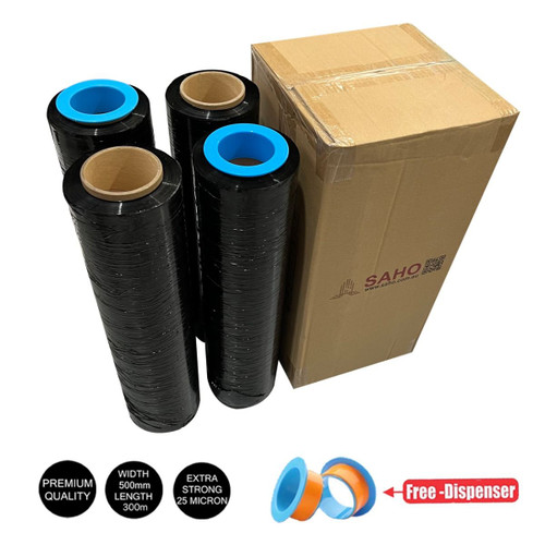 Stretch Wrap - Black - 4 Roll / Box