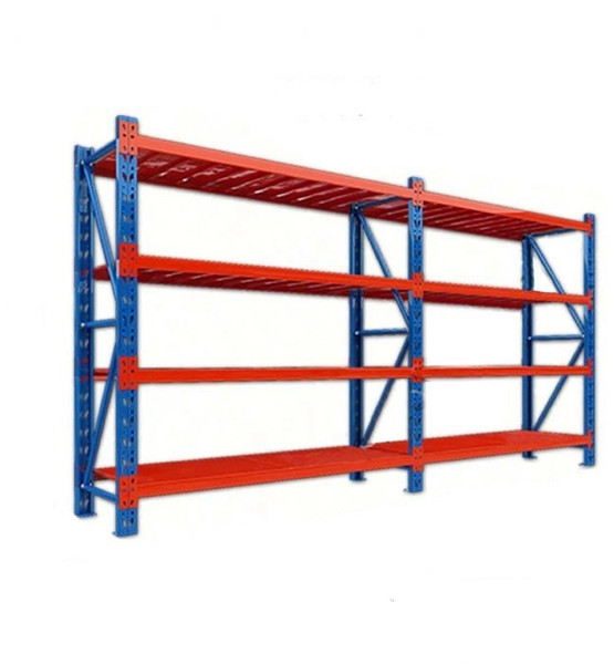 4m x 0.6m x 2m Heavy Duty Shelving - Blue & Orange
