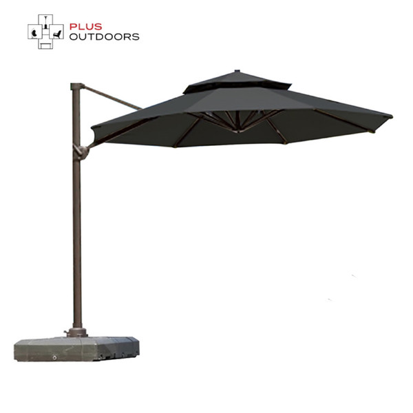 Seville Octagonal Outdoor Cantilever Umbrella with Base - Charcoal